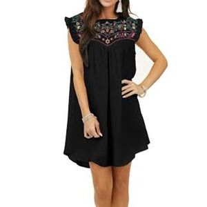 DISCOUNTED!!!  Boho Floral Embroidered Mini Dress